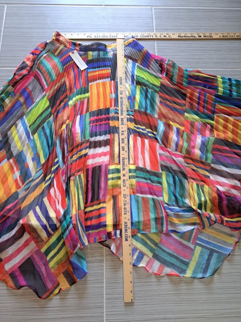 NEW Anthropologie Ranna Gill Pleated Midi Skirt Asymmetrical Hem Rainbow Small - Picture 15 of 16